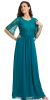 Main image of Lace Top Pleated Waist 3/4 Sleeves Bridesmaid Evening Gown 